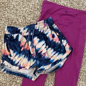 Athleta Girl Purple Leggings and Tie-Dye Short Bundle